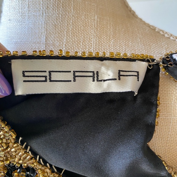 ❌SOLD❌ NWT VTG SCALA XXL FULLY SEQUIN BEADED EVENING BLOUSE BLACK AND GOLD PURE - Picture 9 of 11